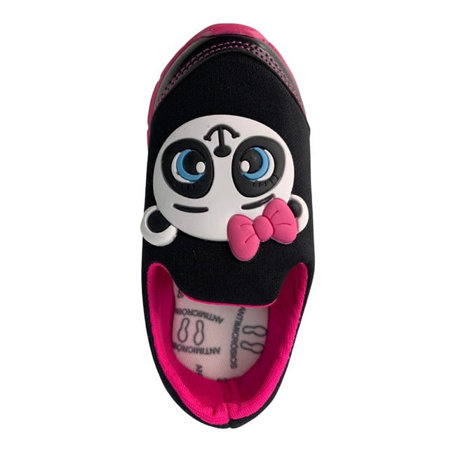 Tênis Panda Pipos 71504 Infantil Feminino Preto/Pink Tênis Panda
